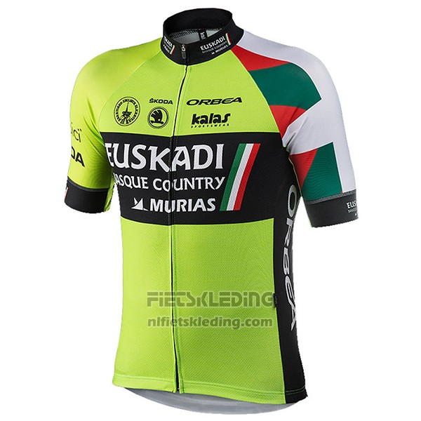 2017 Fietskleding Euskadi Groen en Zwart Korte Mouwen en Koersbroek